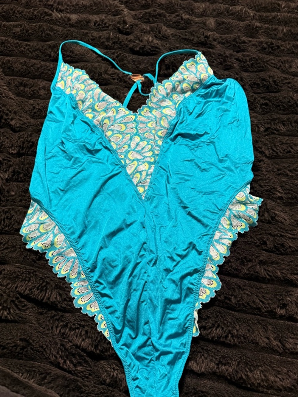 Savage X Fenty Teal Lace-Trim Bodysuit